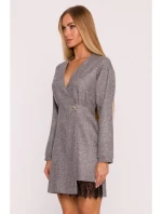 M871 Zavinovacie šaty z tvídu - grafitové