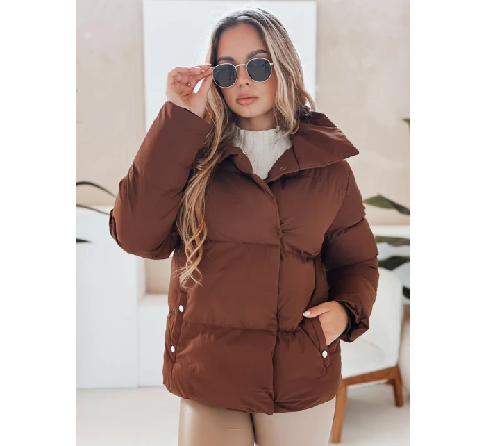 Dámská prošívaná zimní bunda hnědá Dstreet model 21990603 - FashionStreet