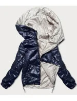 Modrá/béžová dámska obojstranná bunda (BH-2204)