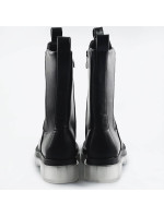 Čierne topánky s transparentnou podrážkou (OM717)