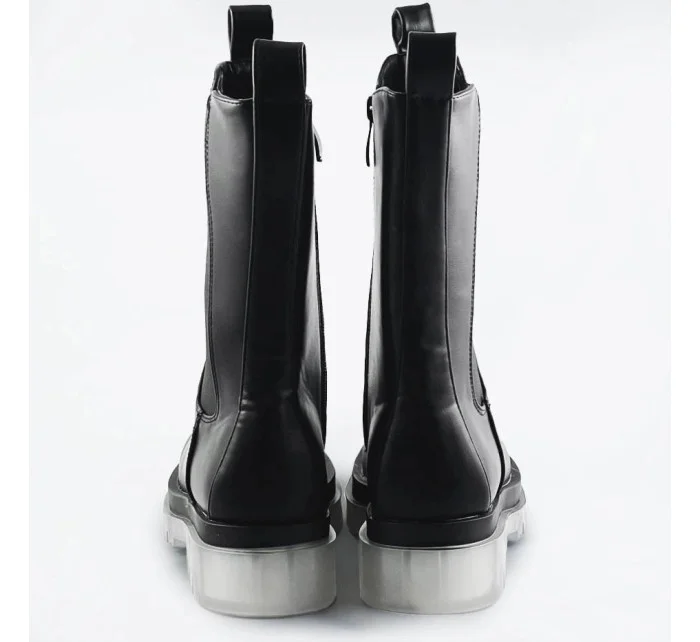 Čierne topánky s transparentnou podrážkou (OM717)