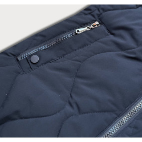 Tmavomodrá krátka zimná bunda s ozdobným prešívaním (16M9056-215)