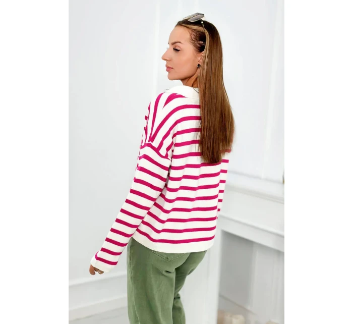 Pruhovaný sveter fuchsie