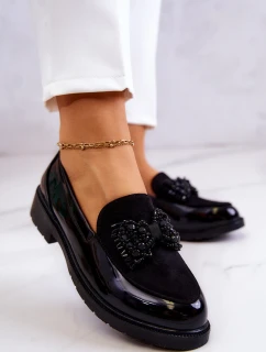 Eleganckie Lakierowane Mokasyny Loafery Czarne S.Barski HY51-318 Belize