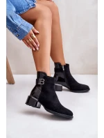 Eleganckie Botki Na Obcasie Ocieplane MR880-040 Czarne