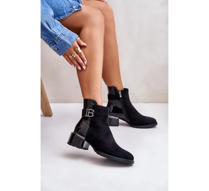 Eleganckie Botki Na Obcasie Ocieplane MR880-040 Czarne
