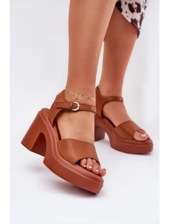 Dámské Sandály Na Podpatku A Platformě Z Eko Kůže Camel model 21687160 - Boto