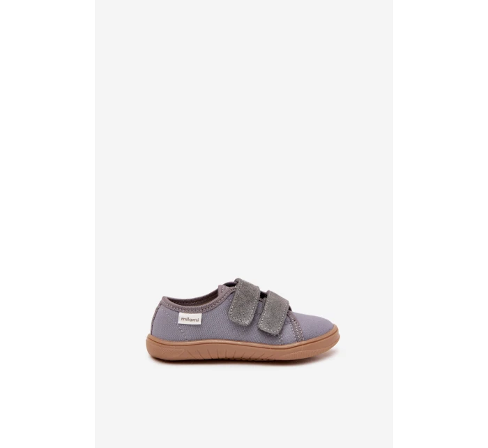 Kapcie Barefoot Chłopięce Gładkie Milami Szare Saphira