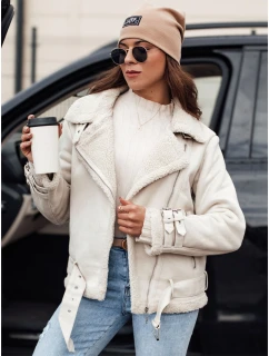 Dámska semišová bunda LEVERINO s ovčou kožou biela FashionStreet TY4732