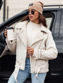 Dámska semišová bunda LEVERINO s ovčou kožou biela FashionStreet TY4732