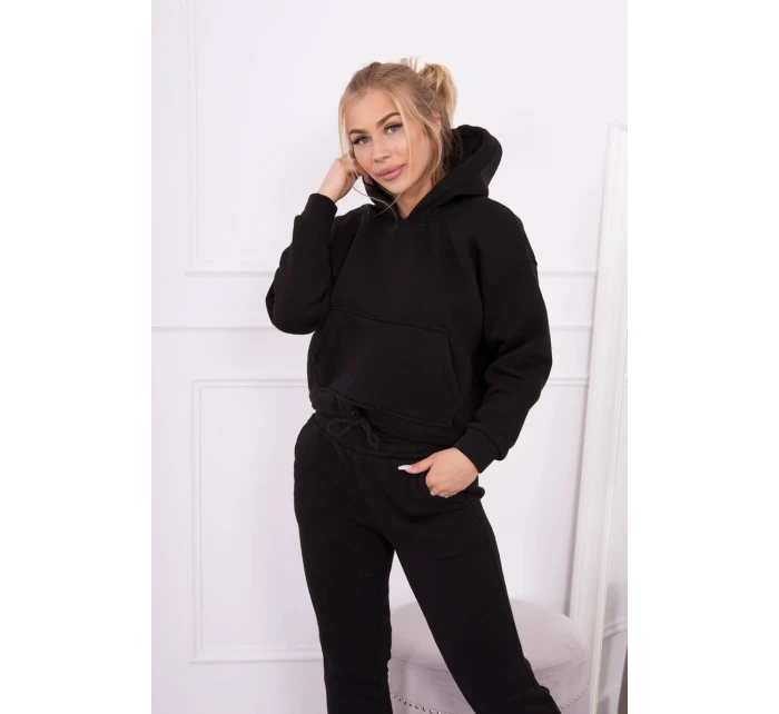 Zateplená souprava s mikinou model 18747965 ve spodní části černé barvy - K-Fashion Zateplená souprava s mikinou model 18747965 ve spodní části černé barvy - K-Fashion
