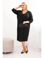 Dámské šaty z model 21725291 Plus Size s výstřihem do V černá - K-Fashion