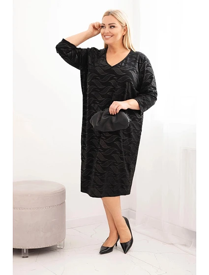 Dámské šaty z model 21725291 Plus Size s výstřihem do V černá - K-Fashion