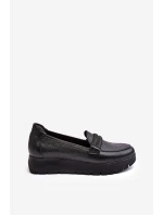 Skórzane Półbuty Na Platformie Z Ozdobą Czarne Lemar Lehira Skórzane Półbuty Na Platformie Z Ozdobą Czarne Lemar Lehira