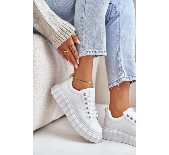 Ocieplane Sneakersy Damskie Big Star MM274616 Białe Ocieplane Sneakersy Damskie Big Star MM274616 Białe