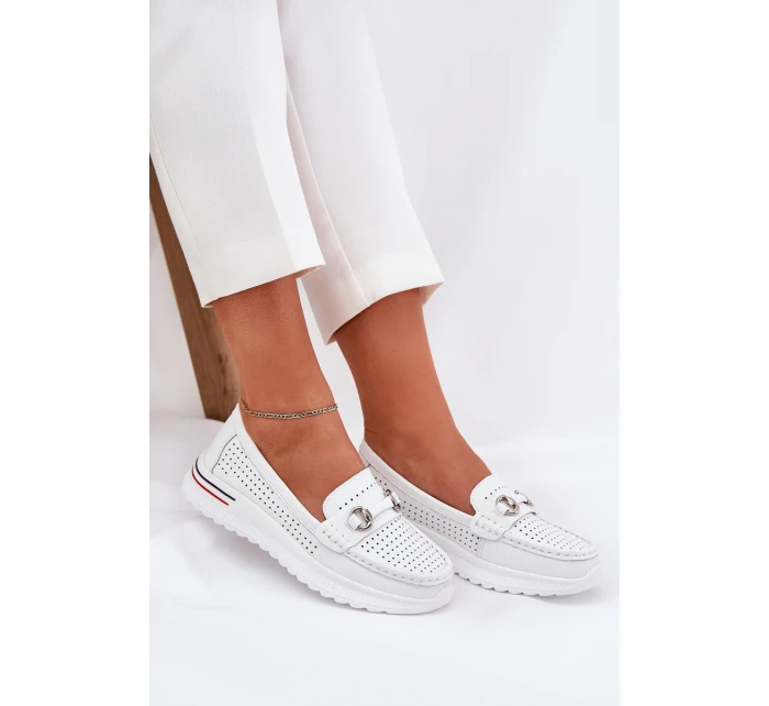 baleríny z přírodní kůže  bílé model 21686565 - VINCEZA