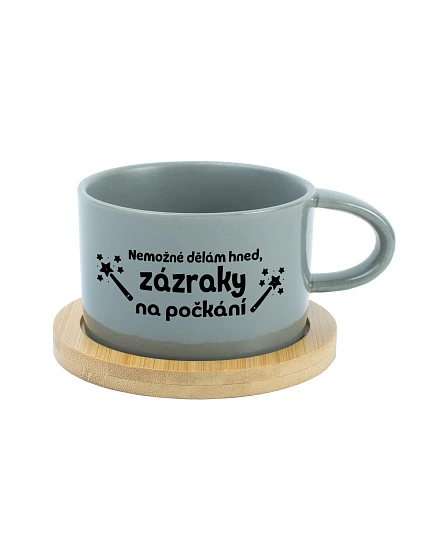 I CAN'T DO IT NOW, I CAN'T WAIT - šedý pohár na makrónky 200 ml
