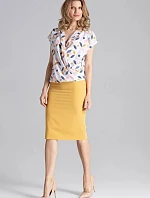 Dámska klasická sukňa M658 horčicová - Figl