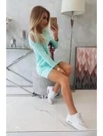 Šaty s grafikou a farebnou 3D mašľou mincovníka