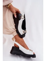 Dámské Kožené Sandály Na Klínu A Platformě S Dekorací model 21693582 Bílé - Artiker