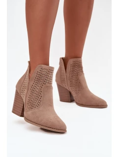 dámské kotníkové boty na podpatku  béžové model 21711985 - S.Barski