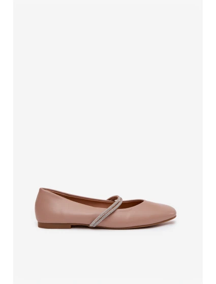 Dámské baleríny s pásky tmavě béžové model 21757670 - Boto