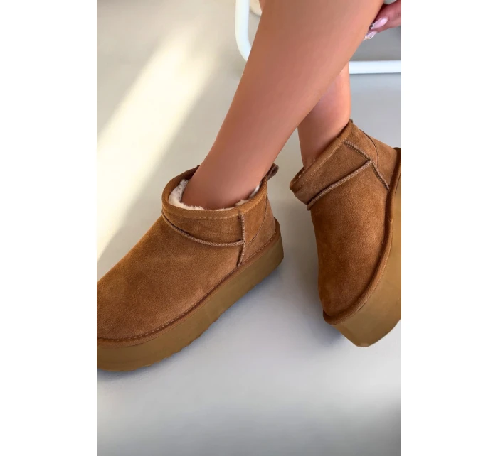 Dámské sněhule z přírodního semiše Camel Mairene