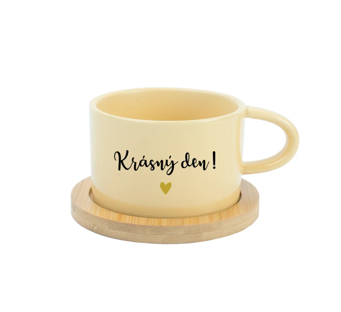 KRÁSNÝ DEN! - žlutý hrníček makronka 200 ml