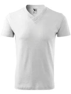 V-neck tričko unisex bílá