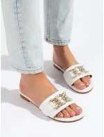 Módne biele nazúvaky dámske bez podpätku Módne biele nazúvaky dámske bez podpätku