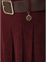 Dámske manšestrové sukne-šortky s opaskom, bordó, FashionStreet SY0602 Dámske manšestrové sukne-šortky s opaskom, bordó, FashionStreet SY0602