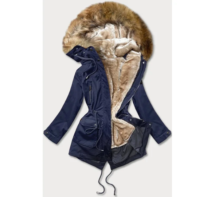Dámska parka s podšívkou tmavomodrá (m-21201) Dámska parka s podšívkou tmavomodrá (m-21201)