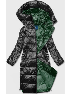 Čierno-zelená dámska bunda s kontrastnými vsadkami (AG1-J9063B)