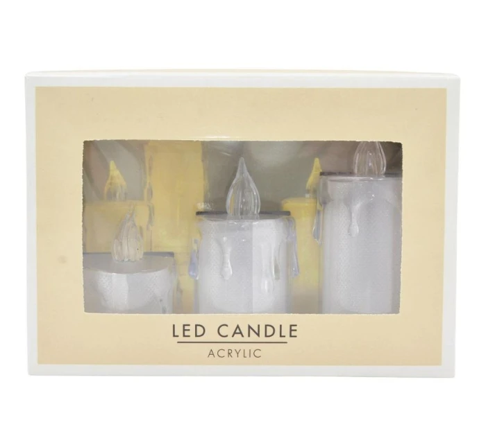 SADA 3 DEKORATÍVNYCH LED SVIEČOK TEPLÁ BIELA