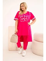 Dámsky bavlnený set s kapucňou a nohavicami v nadmernej veľkosti Fuchsia