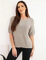 Dámský bavlněný model 22391372 svetr s krátkým rukávem fango zelená - K-Fashion Dámský bavlněný model 22391372 svetr s krátkým rukávem fango zelená - K-Fashion