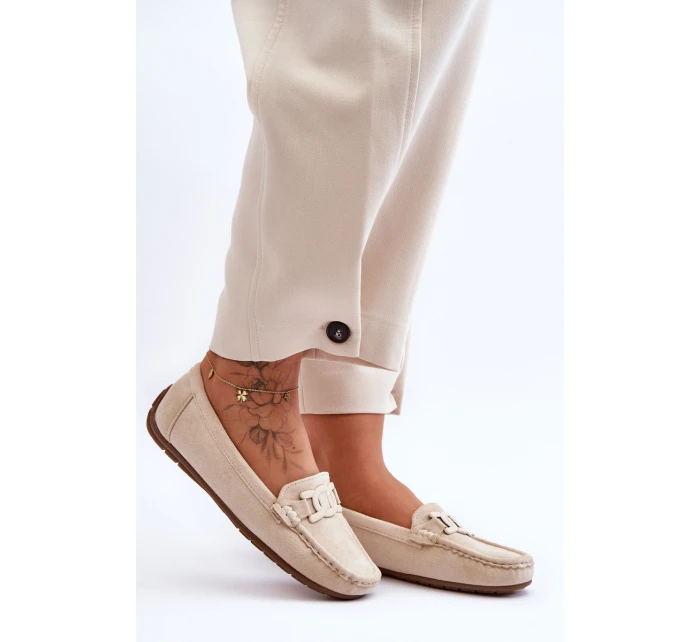 Dámské módní semišové mokasíny Bežové model 21625619 - Boto Dámské módní semišové mokasíny Bežové model 21625619 - Boto