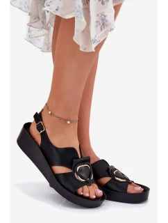 Kožené Dámské Sandály Na Klínku model 21698304 Černé - S.Barski