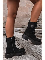 Dámské workery boty zateplené eko semiš černé model 22360497 - Boto