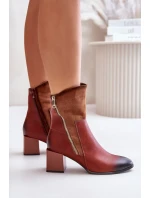 Zateplené dámske členkové topánky na podpätku Brown Relabina Zateplené dámske členkové topánky na podpätku Brown Relabina