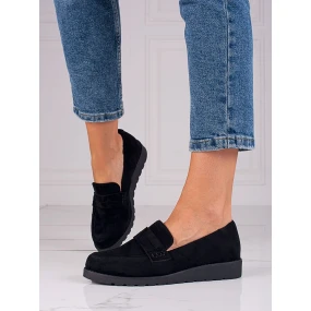 Krásne čierne dámske poltopánky bez podpätku Krásne čierne dámske poltopánky bez podpätku