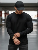 Pánske čierne tričko s dlhým rukávom FashionStreet LX0559
