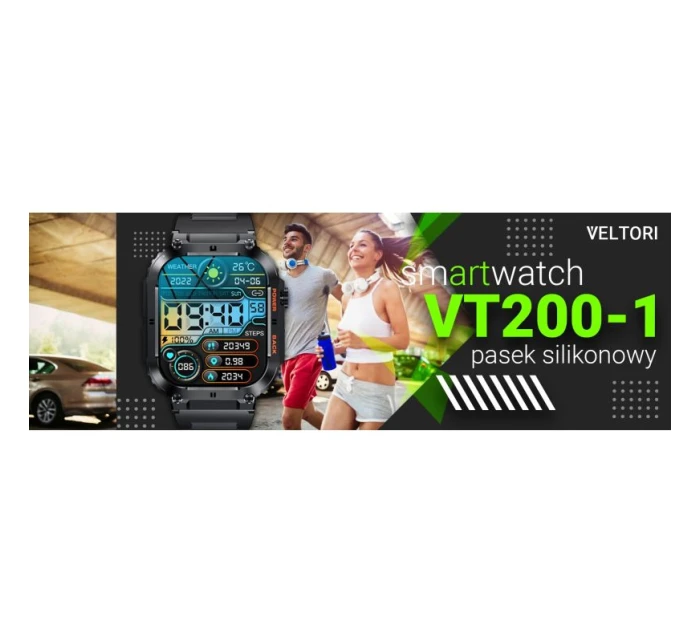 VELTORI VT200-1 Smartwatch Čierny silikónový remienok VELTORI VT200-1 Smartwatch Čierny silikónový remienok