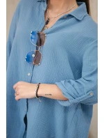 Bavlnená mušelínová oversize džínsová košeľa