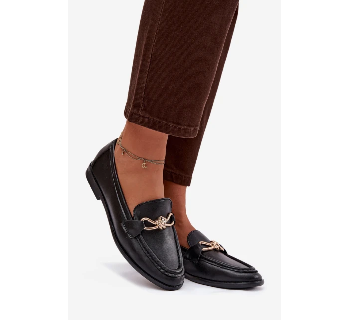 Dámské mokasíny s ozdobným detailem černé model 21900473 - Boto