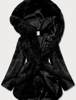 Čierna kožušinová dámska bunda (CX009-1)