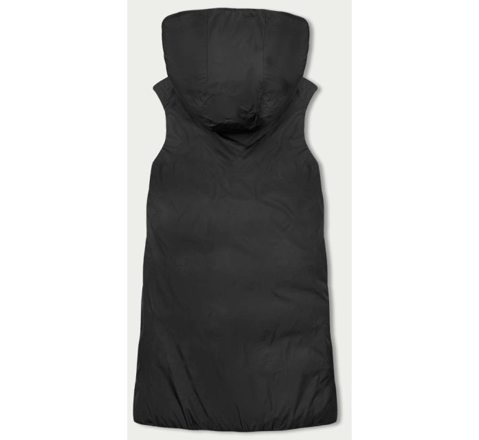 Čierna obojstranná oversize vesta s kapucňou (V724)