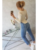 Blúzka s buffovými rukávmi svetlo béžová