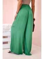 Dámske široké viskózové nohavice s elastickým pásom zelené Dámske široké viskózové nohavice s elastickým pásom zelené