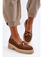 model 21652497 Zamszové Dámské Mokasíny S Ozdobou Hnědé - Zazoo